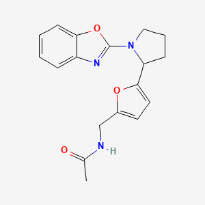 molecular formula C18H19N3O3 B6710922 N-[[5-[1-(1,3-benzoxazol-2-yl)pyrrolidin-2-yl]furan-2-yl]methyl]acetamide 