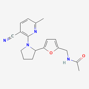 molecular formula C18H20N4O2 B6710929 N-[[5-[1-(3-cyano-6-methylpyridin-2-yl)pyrrolidin-2-yl]furan-2-yl]methyl]acetamide 
