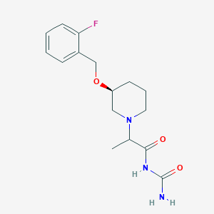 molecular formula C16H22FN3O3 B6711191 N-carbamoyl-2-[(3S)-3-[(2-fluorophenyl)methoxy]piperidin-1-yl]propanamide 