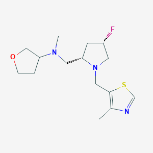 molecular formula C15H24FN3OS B6711453 N-[[(2S,4S)-4-fluoro-1-[(4-methyl-1,3-thiazol-5-yl)methyl]pyrrolidin-2-yl]methyl]-N-methyloxolan-3-amine 