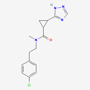 molecular formula C15H17ClN4O B6711587 N-[2-(4-chlorophenyl)ethyl]-N-methyl-2-(1H-1,2,4-triazol-5-yl)cyclopropane-1-carboxamide 