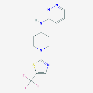 molecular formula C13H14F3N5S B6711658 N-[1-[5-(trifluoromethyl)-1,3-thiazol-2-yl]piperidin-4-yl]pyridazin-3-amine 
