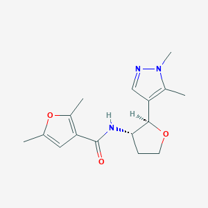 molecular formula C16H21N3O3 B6711693 N-[(2R,3S)-2-(1,5-dimethylpyrazol-4-yl)oxolan-3-yl]-2,5-dimethylfuran-3-carboxamide 