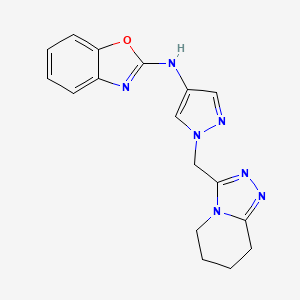 molecular formula C17H17N7O B6711744 N-[1-(5,6,7,8-tetrahydro-[1,2,4]triazolo[4,3-a]pyridin-3-ylmethyl)pyrazol-4-yl]-1,3-benzoxazol-2-amine 