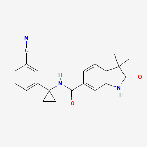 molecular formula C21H19N3O2 B6712144 N-[1-(3-cyanophenyl)cyclopropyl]-3,3-dimethyl-2-oxo-1H-indole-6-carboxamide 