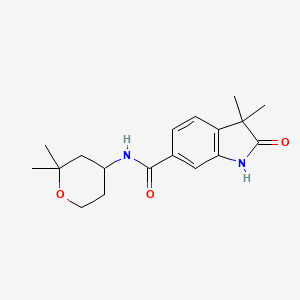 molecular formula C18H24N2O3 B6712161 N-(2,2-dimethyloxan-4-yl)-3,3-dimethyl-2-oxo-1H-indole-6-carboxamide 