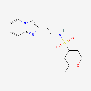 molecular formula C15H21N3O3S B6712239 N-(2-imidazo[1,2-a]pyridin-2-ylethyl)-2-methyloxane-4-sulfonamide 