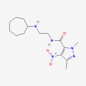 molecular formula C15H25N5O3 B6712501 N-[2-(cycloheptylamino)ethyl]-2,5-dimethyl-4-nitropyrazole-3-carboxamide 