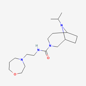 molecular formula C18H34N4O2 B6712577 N-[2-(1,4-oxazepan-4-yl)ethyl]-9-propan-2-yl-3,9-diazabicyclo[4.2.1]nonane-3-carboxamide 