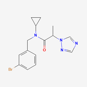 molecular formula C15H17BrN4O B6712676 N-[(3-bromophenyl)methyl]-N-cyclopropyl-2-(1,2,4-triazol-1-yl)propanamide 