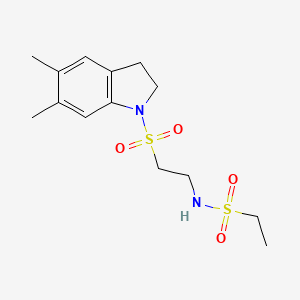molecular formula C14H22N2O4S2 B6713071 N-[2-[(5,6-dimethyl-2,3-dihydroindol-1-yl)sulfonyl]ethyl]ethanesulfonamide 