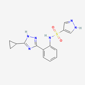 molecular formula C14H14N6O2S B6713096 N-[2-(5-cyclopropyl-1H-1,2,4-triazol-3-yl)phenyl]-1H-pyrazole-4-sulfonamide 