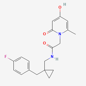 molecular formula C19H21FN2O3 B6713367 N-[[1-[(4-fluorophenyl)methyl]cyclopropyl]methyl]-2-(4-hydroxy-2-methyl-6-oxopyridin-1-yl)acetamide 