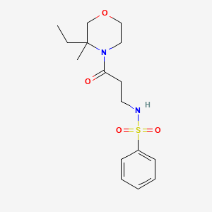 molecular formula C16H24N2O4S B6713377 N-[3-(3-ethyl-3-methylmorpholin-4-yl)-3-oxopropyl]benzenesulfonamide 