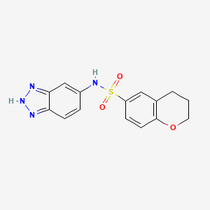 molecular formula C15H14N4O3S B6713420 N-(2H-benzotriazol-5-yl)-3,4-dihydro-2H-chromene-6-sulfonamide 