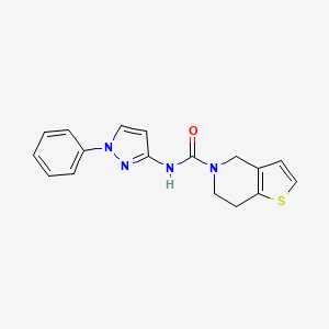 molecular formula C17H16N4OS B6713722 N-(1-phenylpyrazol-3-yl)-6,7-dihydro-4H-thieno[3,2-c]pyridine-5-carboxamide 