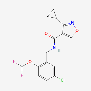 molecular formula C15H13ClF2N2O3 B6713805 N-[[5-chloro-2-(difluoromethoxy)phenyl]methyl]-3-cyclopropyl-1,2-oxazole-4-carboxamide 