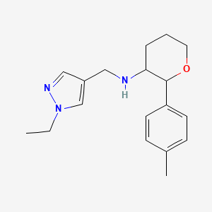 molecular formula C18H25N3O B6713880 N-[(1-ethylpyrazol-4-yl)methyl]-2-(4-methylphenyl)oxan-3-amine 