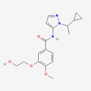 molecular formula C18H23N3O4 B6713885 N-[2-(1-cyclopropylethyl)pyrazol-3-yl]-3-(2-hydroxyethoxy)-4-methoxybenzamide 