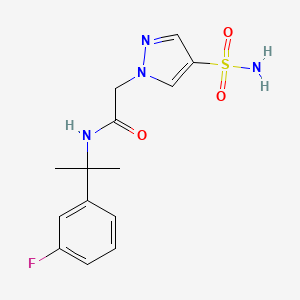 molecular formula C14H17FN4O3S B6713938 N-[2-(3-fluorophenyl)propan-2-yl]-2-(4-sulfamoylpyrazol-1-yl)acetamide 