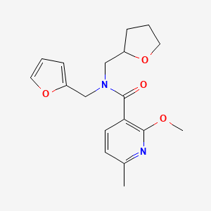 molecular formula C18H22N2O4 B6714096 N-(furan-2-ylmethyl)-2-methoxy-6-methyl-N-(oxolan-2-ylmethyl)pyridine-3-carboxamide 
