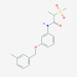 molecular formula C18H21NO4S B6714129 N-[3-[(3-methylphenyl)methoxy]phenyl]-2-methylsulfonylpropanamide 