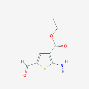 molecular formula C8H9NO3S B067142 Ethyl 2-amino-5-formylthiophene-3-carboxylate CAS No. 161327-59-9