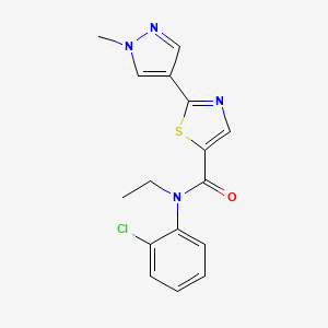 molecular formula C16H15ClN4OS B6714259 N-(2-chlorophenyl)-N-ethyl-2-(1-methylpyrazol-4-yl)-1,3-thiazole-5-carboxamide 