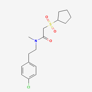 molecular formula C16H22ClNO3S B6714262 N-[2-(4-chlorophenyl)ethyl]-2-cyclopentylsulfonyl-N-methylacetamide 