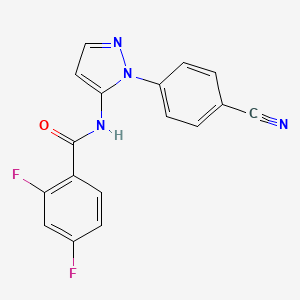 molecular formula C17H10F2N4O B6714314 N-[2-(4-cyanophenyl)pyrazol-3-yl]-2,4-difluorobenzamide 