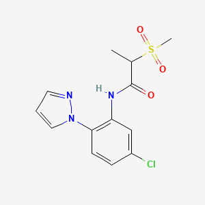 molecular formula C13H14ClN3O3S B6714325 N-(5-chloro-2-pyrazol-1-ylphenyl)-2-methylsulfonylpropanamide 
