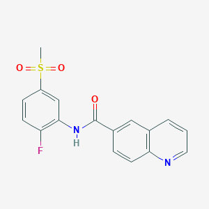 molecular formula C17H13FN2O3S B6714378 N-(2-fluoro-5-methylsulfonylphenyl)quinoline-6-carboxamide 