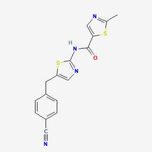 molecular formula C16H12N4OS2 B6714387 N-[5-[(4-cyanophenyl)methyl]-1,3-thiazol-2-yl]-2-methyl-1,3-thiazole-5-carboxamide 