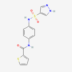 molecular formula C14H12N4O3S2 B6714423 N-[4-(1H-pyrazol-4-ylsulfonylamino)phenyl]thiophene-2-carboxamide 