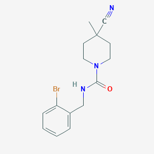 molecular formula C15H18BrN3O B6714466 N-[(2-bromophenyl)methyl]-4-cyano-4-methylpiperidine-1-carboxamide 