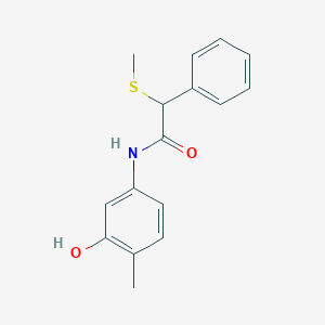 molecular formula C16H17NO2S B6714601 N-(3-hydroxy-4-methylphenyl)-2-methylsulfanyl-2-phenylacetamide 