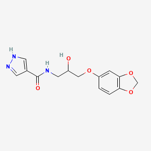 molecular formula C14H15N3O5 B6714641 N-[3-(1,3-benzodioxol-5-yloxy)-2-hydroxypropyl]-1H-pyrazole-4-carboxamide 
