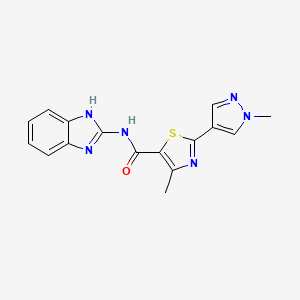 molecular formula C16H14N6OS B6714689 N-(1H-benzimidazol-2-yl)-4-methyl-2-(1-methylpyrazol-4-yl)-1,3-thiazole-5-carboxamide 
