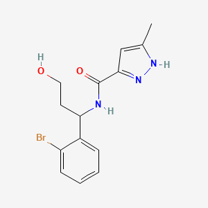 molecular formula C14H16BrN3O2 B6714701 N-[1-(2-bromophenyl)-3-hydroxypropyl]-5-methyl-1H-pyrazole-3-carboxamide 