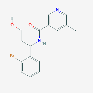 molecular formula C16H17BrN2O2 B6714713 N-[1-(2-bromophenyl)-3-hydroxypropyl]-5-methylpyridine-3-carboxamide 