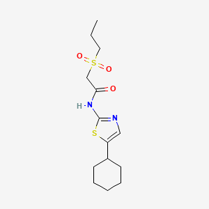 molecular formula C14H22N2O3S2 B6714745 N-(5-cyclohexyl-1,3-thiazol-2-yl)-2-propylsulfonylacetamide 