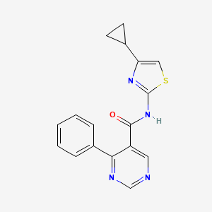 molecular formula C17H14N4OS B6714818 N-(4-cyclopropyl-1,3-thiazol-2-yl)-4-phenylpyrimidine-5-carboxamide 