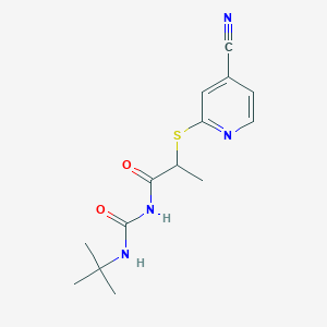 molecular formula C14H18N4O2S B6714819 N-(tert-butylcarbamoyl)-2-(4-cyanopyridin-2-yl)sulfanylpropanamide 