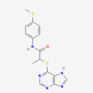 molecular formula C15H15N5OS2 B6714989 N-(4-methylsulfanylphenyl)-2-(7H-purin-6-ylsulfanyl)propanamide 