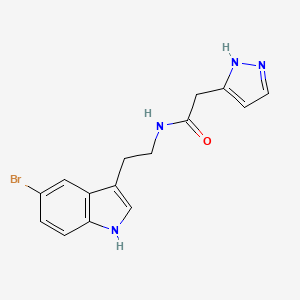 molecular formula C15H15BrN4O B6715053 N-[2-(5-bromo-1H-indol-3-yl)ethyl]-2-(1H-pyrazol-5-yl)acetamide 