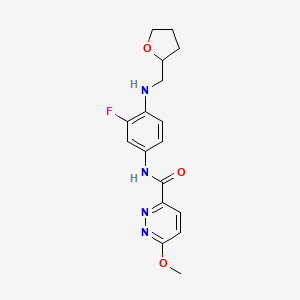 molecular formula C17H19FN4O3 B6715310 N-[3-fluoro-4-(oxolan-2-ylmethylamino)phenyl]-6-methoxypyridazine-3-carboxamide 