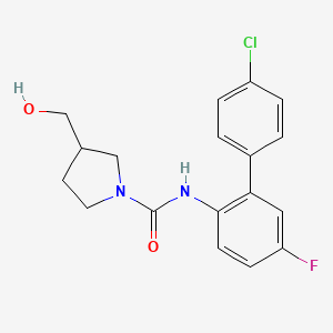 molecular formula C18H18ClFN2O2 B6715370 N-[2-(4-chlorophenyl)-4-fluorophenyl]-3-(hydroxymethyl)pyrrolidine-1-carboxamide 