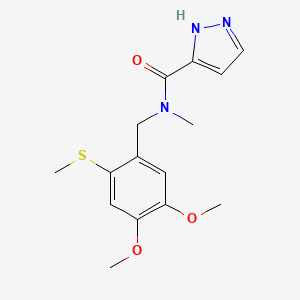 molecular formula C15H19N3O3S B6715480 N-[(4,5-dimethoxy-2-methylsulfanylphenyl)methyl]-N-methyl-1H-pyrazole-5-carboxamide 