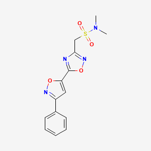 molecular formula C14H14N4O4S B6715623 N,N-dimethyl-1-[5-(3-phenyl-1,2-oxazol-5-yl)-1,2,4-oxadiazol-3-yl]methanesulfonamide 