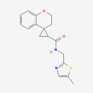 molecular formula C17H18N2O2S B6715833 N-[(5-methyl-1,3-thiazol-2-yl)methyl]spiro[2,3-dihydrochromene-4,2'-cyclopropane]-1'-carboxamide 